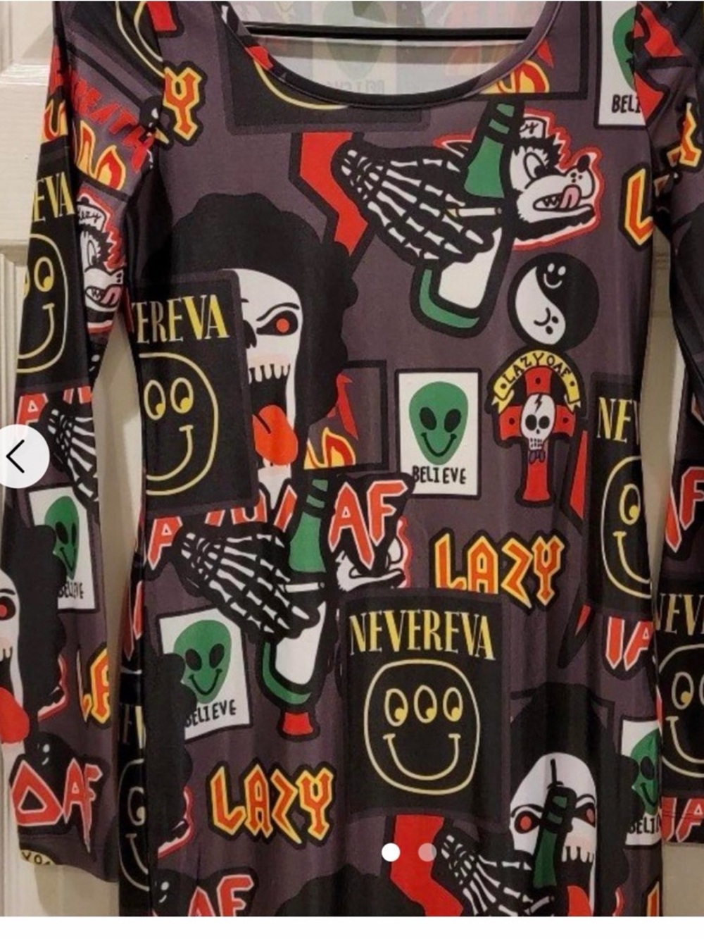 Lazy Oaf Printed Mesh Top in Black and Multicolor